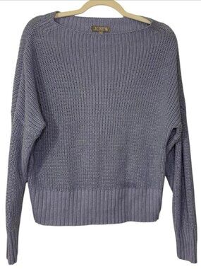 Jcrew Linen And Cotton Blend Blue Boatneck Knit Sweater Size XS